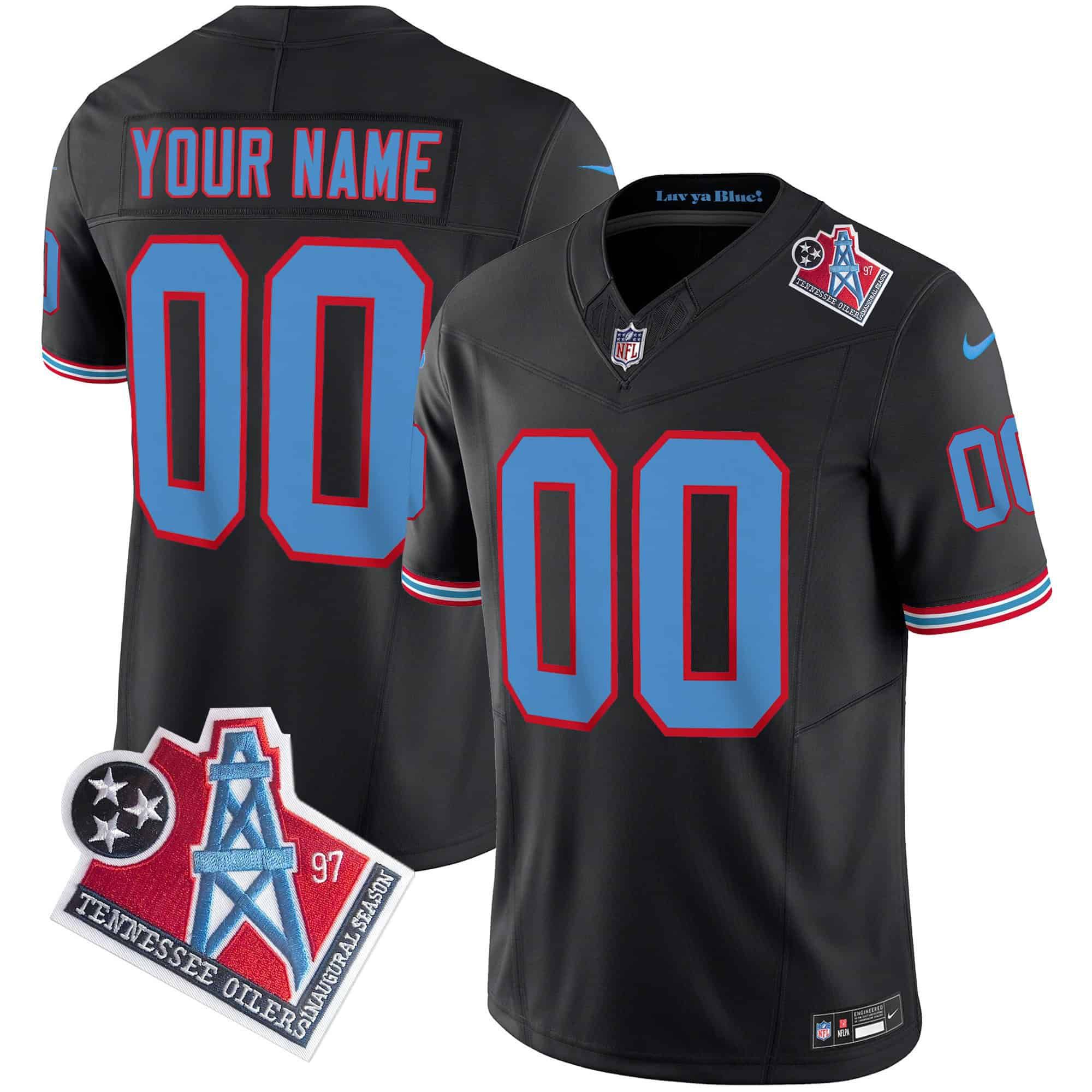 Men Tennessee Titans Black 1997 Throwback 2024 Nike Limited Vapor Custom NFL Jersey